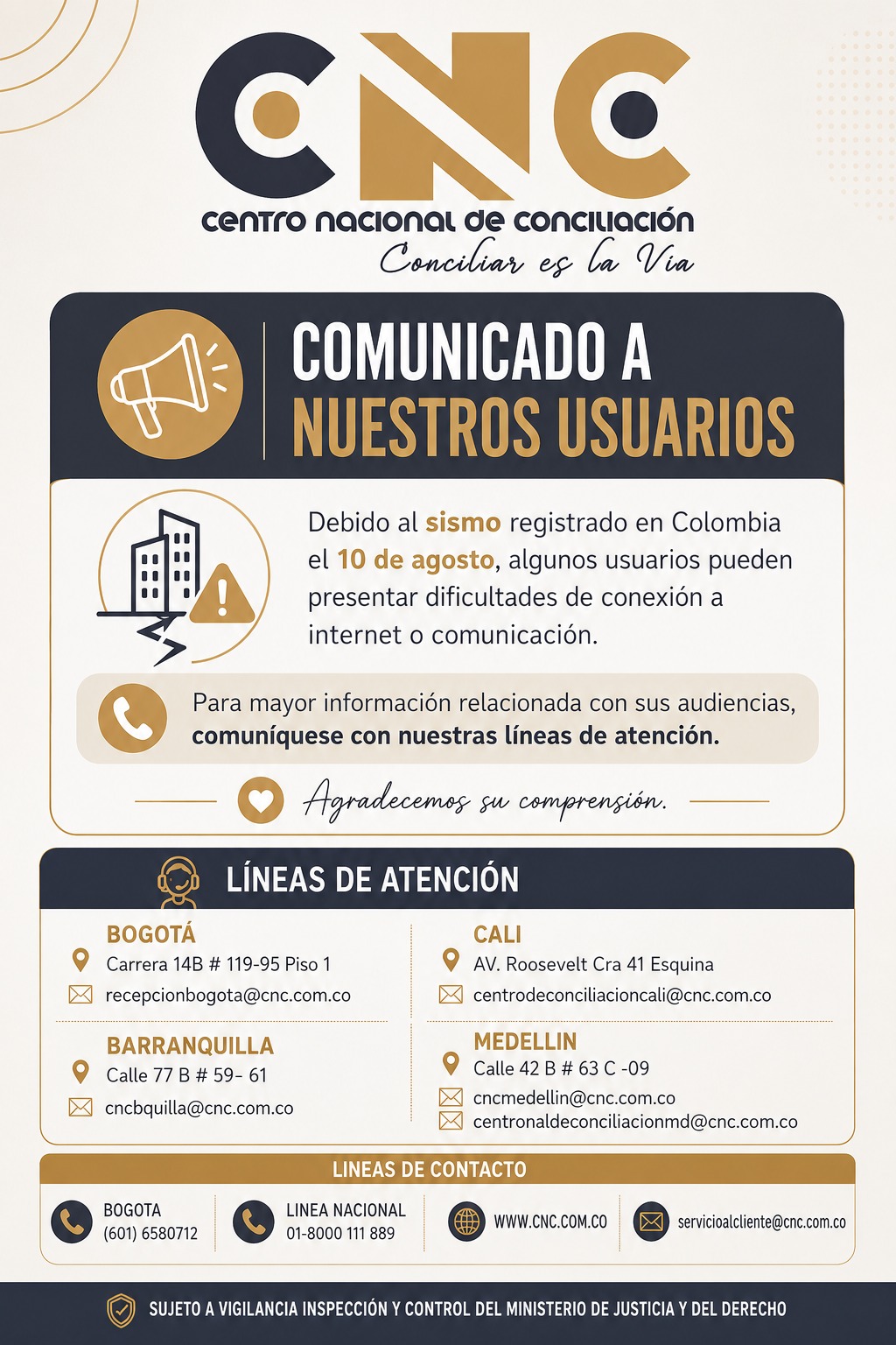 Comunicado a nuestros usuarios sobre el sismo registrado el 10 de agosto de 2026